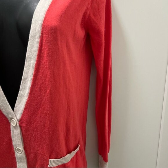 Vintage FOREVER 21 100% Cotton Coral Orange Pink Cardigan Sweater Size Small - Picture 9 of 10